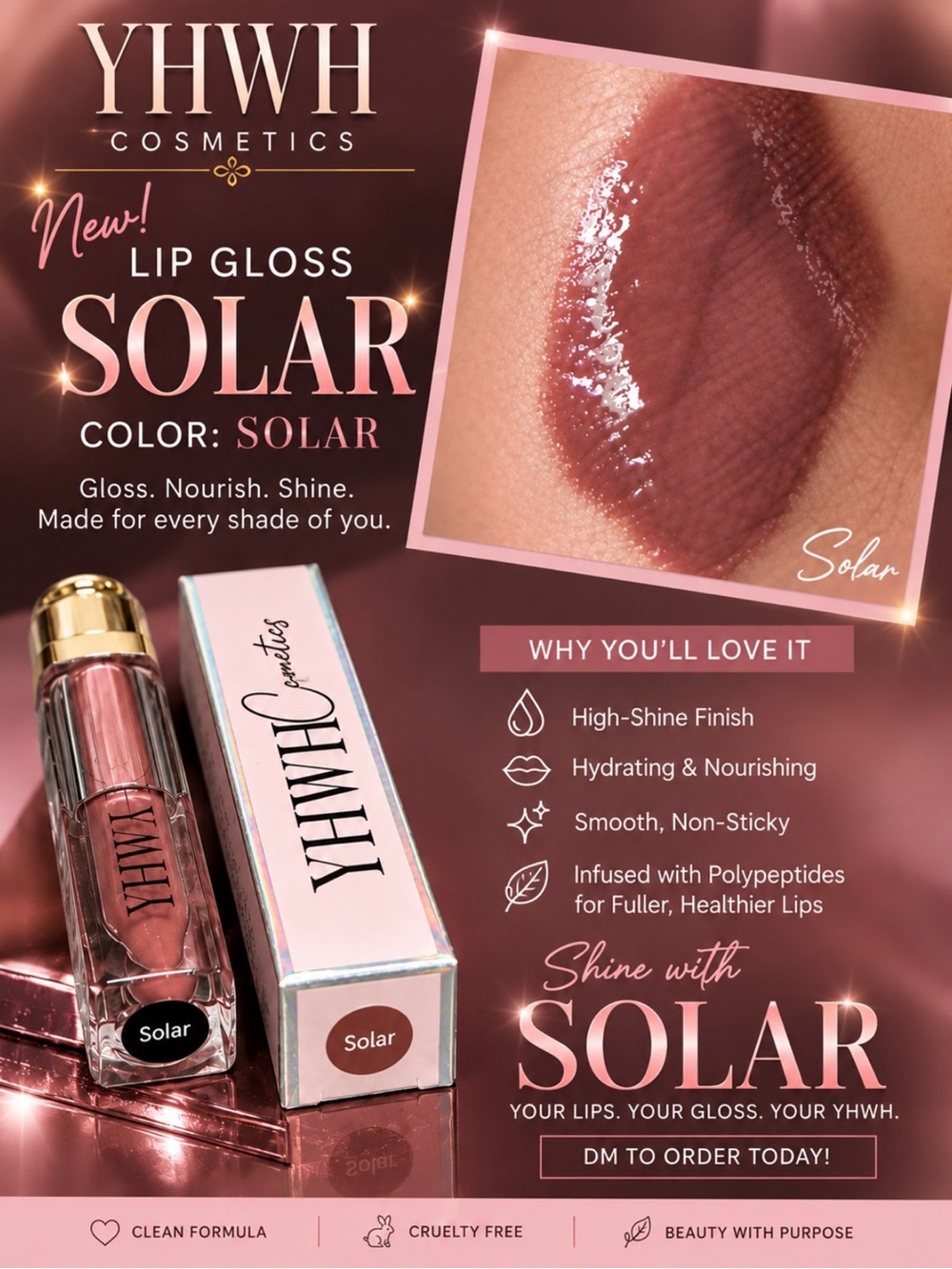 Solar Lip Gloss — Hydrating Brown-Pink Shine